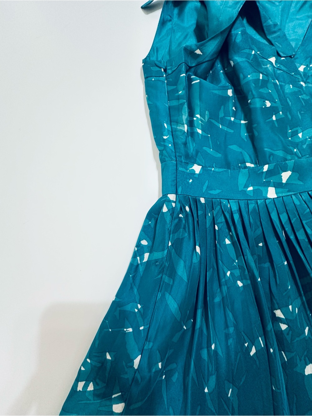 Kate Spade New York Melody Silk Pleated Dress Teal Fit & Flare Size 10 - Picture 11 of 15